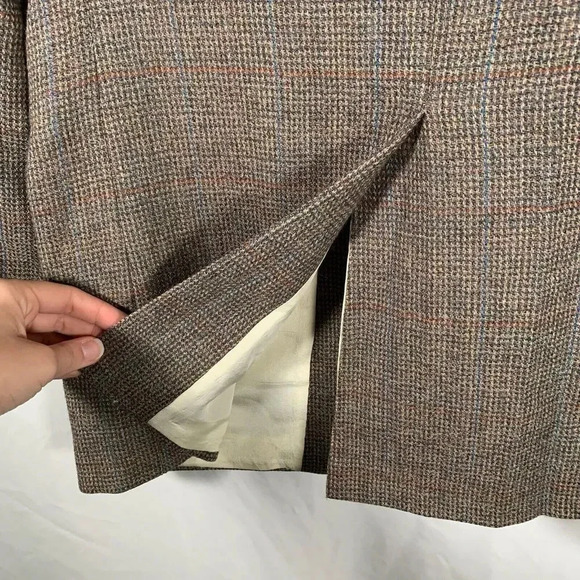 Vintage Oscar De La Renta Sport Coat Men’s Brown Plaid Jacket - Picture 11 of 12